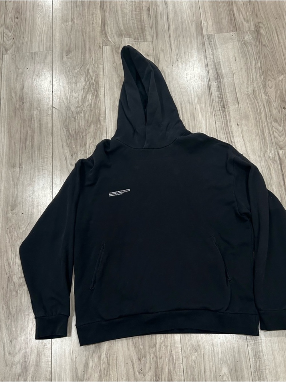 Pangaia Black Pullover Hoodie with Mini Chest Print